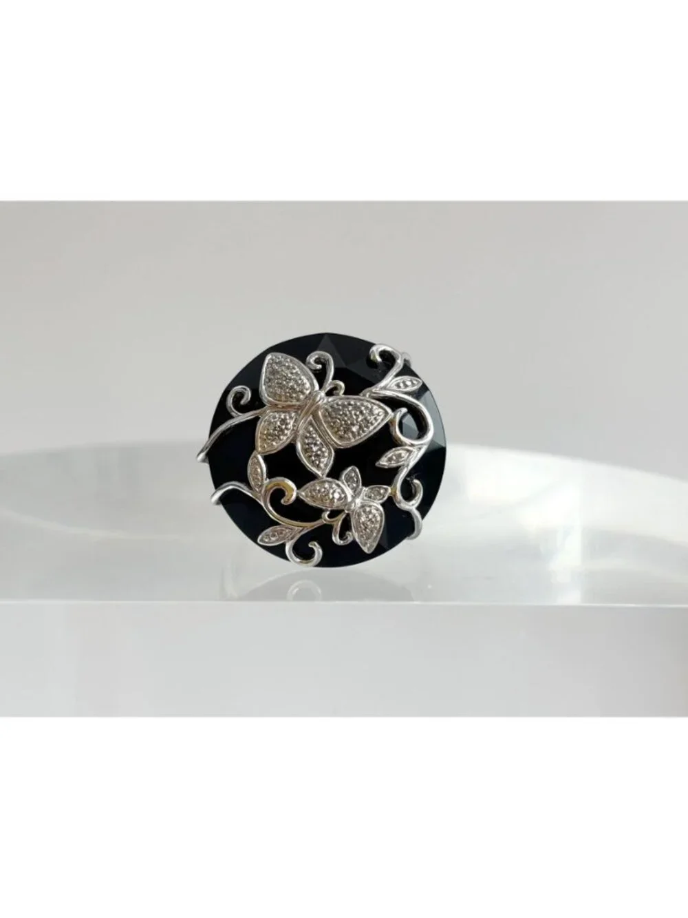 Retired QVC Affinity Diamond 1/10 ct Butterfly Sterling 925 Vintage Ring - sz 9